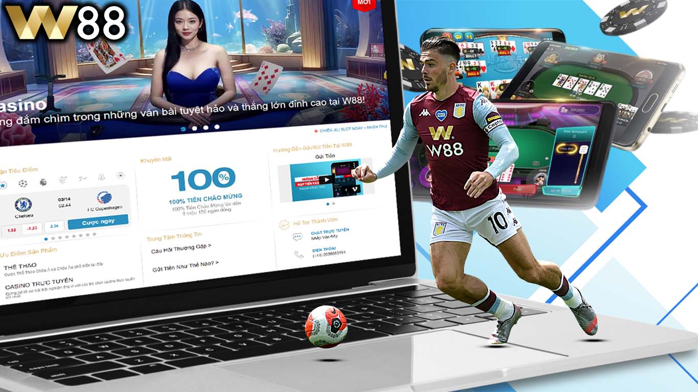 Giao diện trang chủ W88 trên máy tính